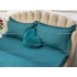 Lenjerie HoReCa, pat dublu, tip Damasc Finetat Deluxe cu Elastic, 4 piese, Turquoise [6]