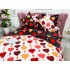 Lenjerie pat dublu, BUMBAC FINET, 6 piese, CU ELASTIC, Alb-Rosu, inimioare [8]