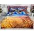 Lenjerie pat dublu, Ralex Pucioasa, Bumbac Satinat, 4 piese, 3D Digital Print, Galben-Albastru, peisaj [2]