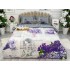 Lenjerie pat dublu, Ralex Pucioasa, Bumbac Satinat, 4 piese, 3D Digital Print, Gri-Mov, liliac [2]