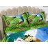 Lenjerie pat dublu, Ralex Pucioasa, Bumbac Satinat, 4 piese, 3D Digital Print, Verde-Multicolor, paun  [6]