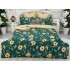 Lenjerie pat dublu, Ralex Pucioasa,  Finet, 6 piese, Verde-Bej, flori [2]