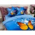 Lenjerie pat dublu, Ralex Pucioasa, 6 piese, Bumbac Finet, imprimeu 3D, IDENTIC CU POZA, Albastru, fluturi [8]