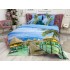 Lenjerie pat dublu, Ralex Pucioasa, 6 piese, Bumbac Finet, imprimeu 3D, IDENTIC CU POZA, Bleu, peisaj [8]