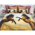Lenjerie pat dublu, Ralex Pucioasa, 6 piese, Bumbac Finet, imprimeu 3D, IDENTIC CU POZA, Maro, cai [3]