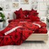 Lenjerie pat dublu, Ralex Pucioasa,  Finet, 6 piese, cu elastic, Rosu, flori, trandafiri [6]