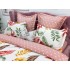 Lenjerie pat dublu, Ralex Pucioasa,  Finet, 6 piese, Alb-Roz, flori, frunze [6]