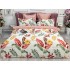 Lenjerie pat dublu, Ralex Pucioasa,  Finet, 6 piese, Alb-Roz, flori, frunze [2]