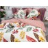 Lenjerie pat dublu, Ralex Pucioasa,  Finet, 6 piese, Alb-Roz, flori, frunze [8]