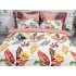 Lenjerie pat dublu, Ralex Pucioasa,  Finet, 6 piese, Alb-Roz, flori, frunze [3]