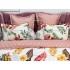 Lenjerie pat dublu, Ralex Pucioasa,  Finet, 6 piese, Alb-Roz, flori, frunze [4]