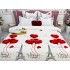 Lenjerie pat dublu, Ralex Pucioasa,  Finet, 6 piese, Alb-Rosu, inimioare, turnul Eiffel [3]
