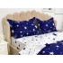 Lenjerie pat dublu, bumbac satinat, cearsaf clasic, 4 piese,  Albastru, stelute [5]
