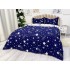 Lenjerie pat dublu cu Elastic, bumbac satinat, Albastru, stelute [8]