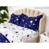 Lenjerie pat dublu cu Elastic, bumbac satinat, Albastru, stelute [6]
