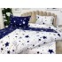 Lenjerie pat dublu, bumbac satinat, cearsaf clasic, 4 piese,  Albastru, stelute [8]