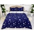 Lenjerie pat dublu cu Elastic, bumbac satinat, Albastru, stelute [2]