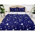 Lenjerie pat dublu cu Elastic, bumbac satinat, Albastru, stelute [3]