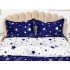 Lenjerie pat dublu cu Elastic, bumbac satinat, Albastru, stelute [4]