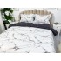 Lenjerie pat dublu, bumbac satinat, cearsaf clasic, 4 piese,  Gri, marmura [8]