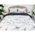 Lenjerie pat dublu cu Elastic, bumbac satinat, Gri, marmura [3]