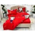 Lenjerie pat dublu, bumbac satinat, cearsaf clasic, 4 piese,  Rosu, indragostiti [9]