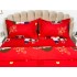 Lenjerie pat dublu, bumbac satinat, cearsaf clasic, 4 piese,  Rosu, indragostiti [4]