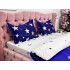 Lenjerie pat dublu, bumbac satinat, cearsaf clasic, 4 piese,  Bleumarin, stelute [5]