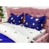 Lenjerie pat dublu, bumbac satinat, cearsaf clasic, 4 piese,  Bleumarin, stelute [6]