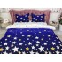 Lenjerie pat dublu, bumbac satinat, cearsaf clasic, 4 piese,  Bleumarin, stelute [3]