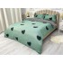 Lenjerie pat dublu, bumbac satinat, cearsaf clasic, 4 piese,  Verde, inimioare [8]