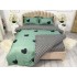Lenjerie pat dublu cu Elastic, bumbac satinat, Verde, inimioare [7]