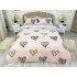 Lenjerie pat dublu cu Elastic, bumbac satinat, Roz, inimioare [2]