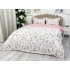 Lenjerie pat dublu, bumbac satinat, cearsaf clasic, 4 piese,  Roz, flori [8]