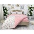 Lenjerie pat dublu, bumbac satinat, cearsaf clasic, 4 piese,  Roz, flori [7]