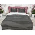 Lenjerie pat dublu, bumbac satinat, cearsaf clasic, 4 piese,  Gri, dungi [2]