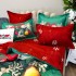 Lenjerie pat dublu,  FINET, Digital Print, Craciun, Verde, Roșu, decorațiuni de Craciun [5]