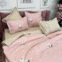 Lenjerie pat dublu, Finet, 6 piese, Roz, flori, buline [6]