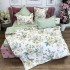 Lenjerie pat dublu cu ELASTIC, Finet, 6 piese, Verde, flori [5]