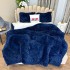 Pilota CoCoLiNo Fluffy, cu Blanita tip Sherpa, Alba, 200x230cm + 2 fete de perna 50x70cm, matlasata, Bleumarin [4]