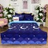 Lenjerie pat dublu,  FINET, cu elastic, 6 piese, Albastru, Alb, Stelute, Luna [2]