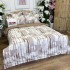 Lenjerie pat dublu,  FINET, cu elastic, 6 piese, Alb, Bej, Abstract [9]