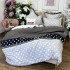Lenjerie pat dublu,  FINET, cu elastic, 6 piese, Alb, Negru, Buline [6]