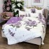 Lenjerie pat dublu,  FINET, cu elastic, 6 piese, Alb, Lila, flori de liliac [3]