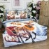 Lenjerie pat dublu,  FINET, Digital Print, Craciun, Gri, Roșu, Maro, sania lui Moș Crăciun, ren [8]