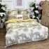 Lenjerie pat dublu, Finet, 6 piese, Bej, flori, copaci [3]