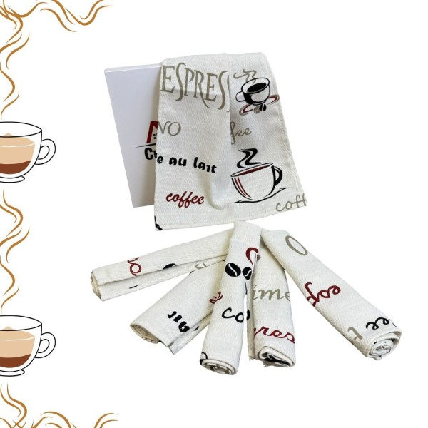 Set de 6 Prosoape Waffle, 30x50cm, pentru Bucatarie, Bumbac 100% Gofre, Atelier CumparaMisim, Crem, Cafea [1]
