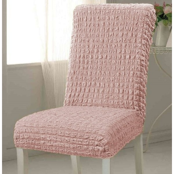 Set 6 huse creponate universale pentru scaun, roz pudra [1]
