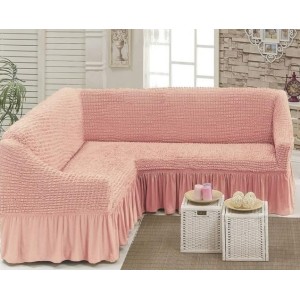 Set husa elastica si creponata pentru coltar, roz Set husa elastica si creponata pentru coltar, roz