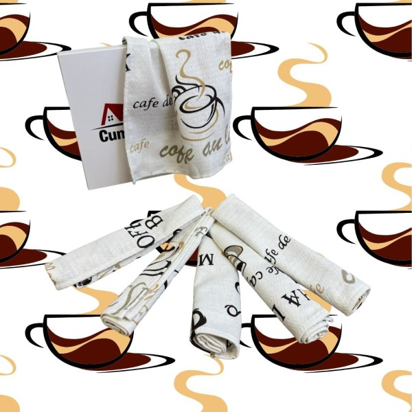 Set de 6 Prosoape Waffle, 30x50cm, pentru Bucatarie, Bumbac 100% Gofre, Atelier CumparaMisim, Crem, Alb, Cafea [1]